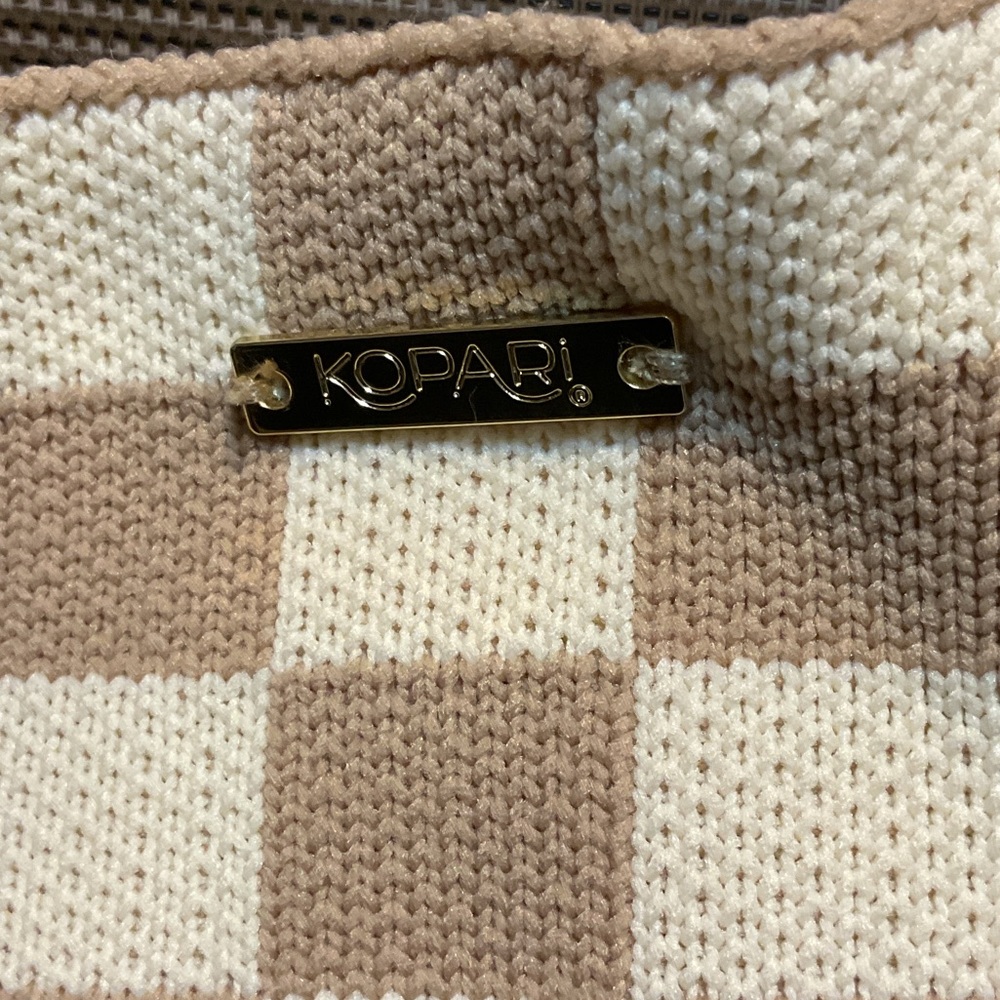 Kopari Tan and Cream Checkered Shoulder Bag - Picture 2 of 3